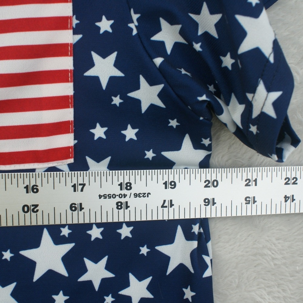 Stars and Stripes Patriotic V-Neck Pocket T-Shirt Navy Blue Red White Americana - Picture 5 of 6
